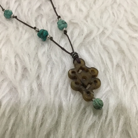 Boho carnelian and turquoise necklace - Picture 3 of 4